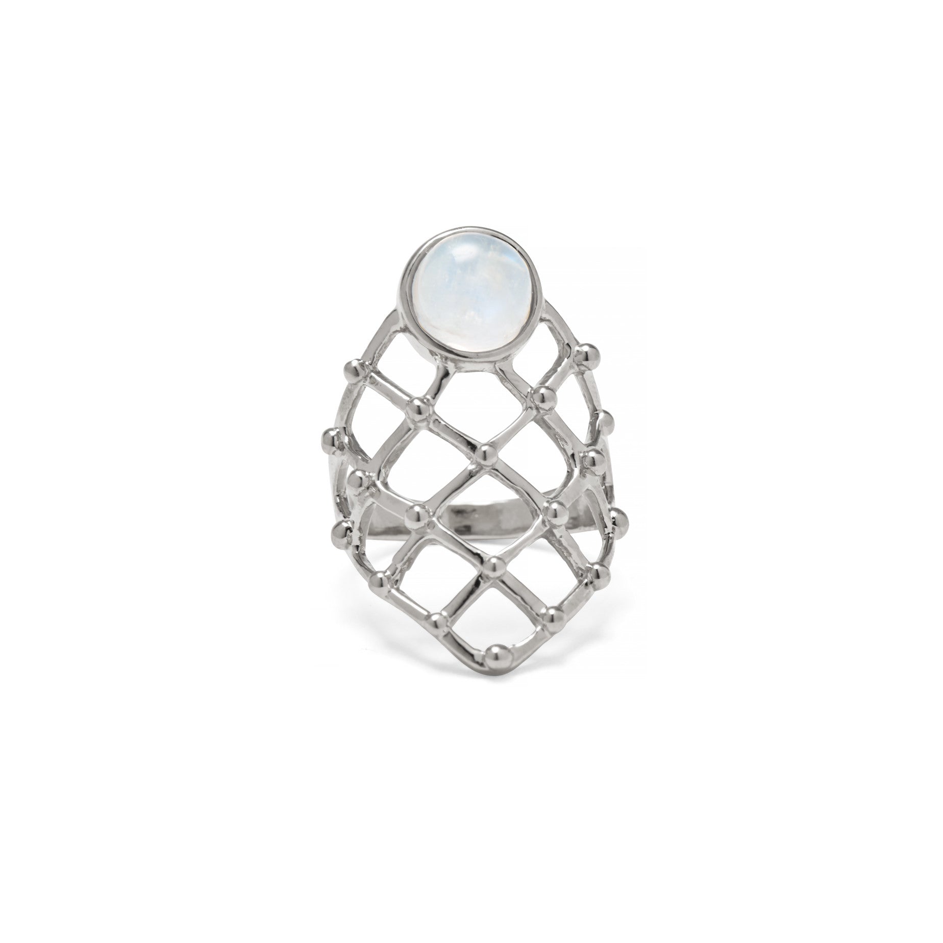 Lady Grey Jewelry Moonstone Lattice Ring in Silver