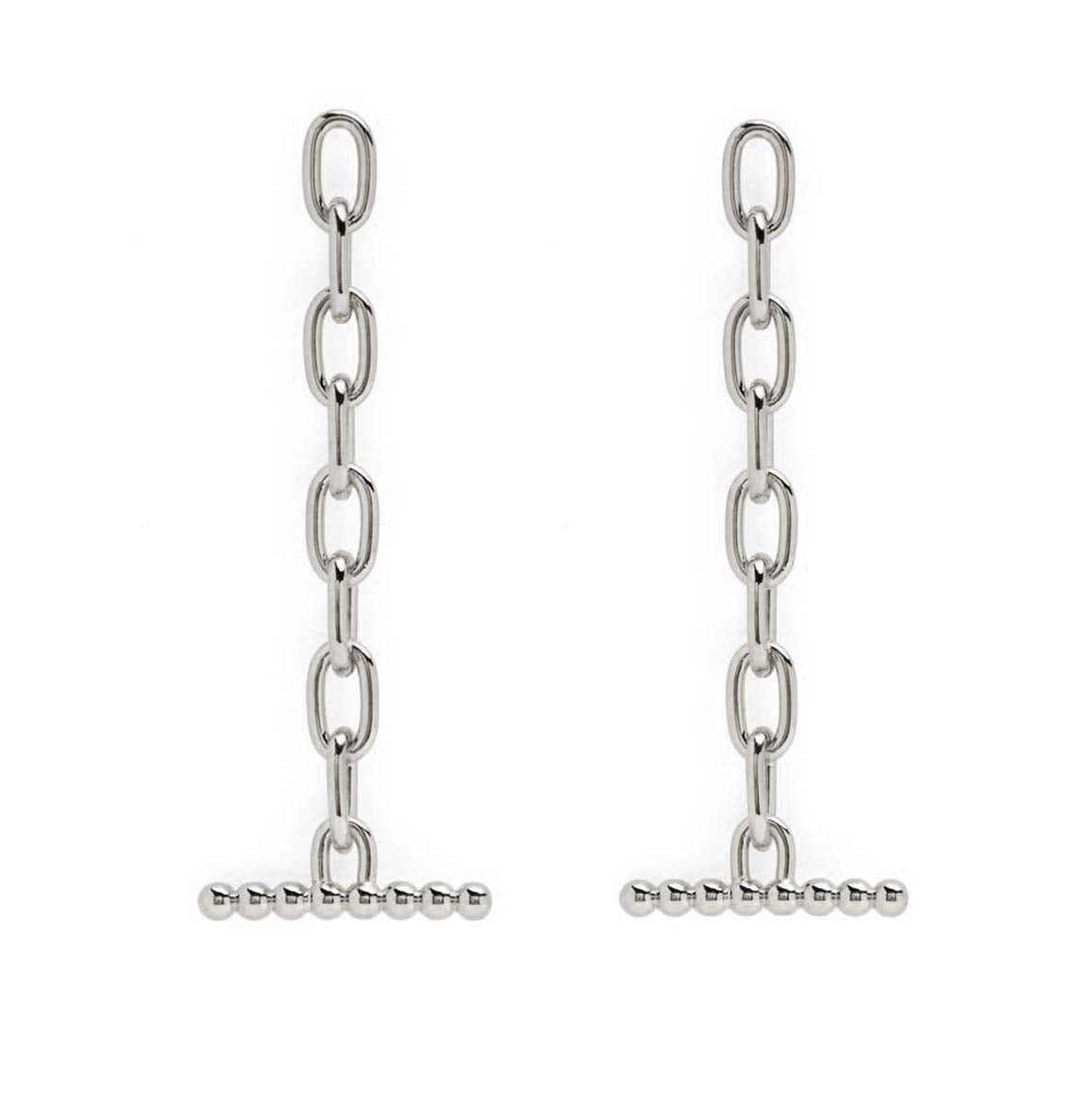 Lady Grey Jewelry Pearled Toggle Earring in Silver