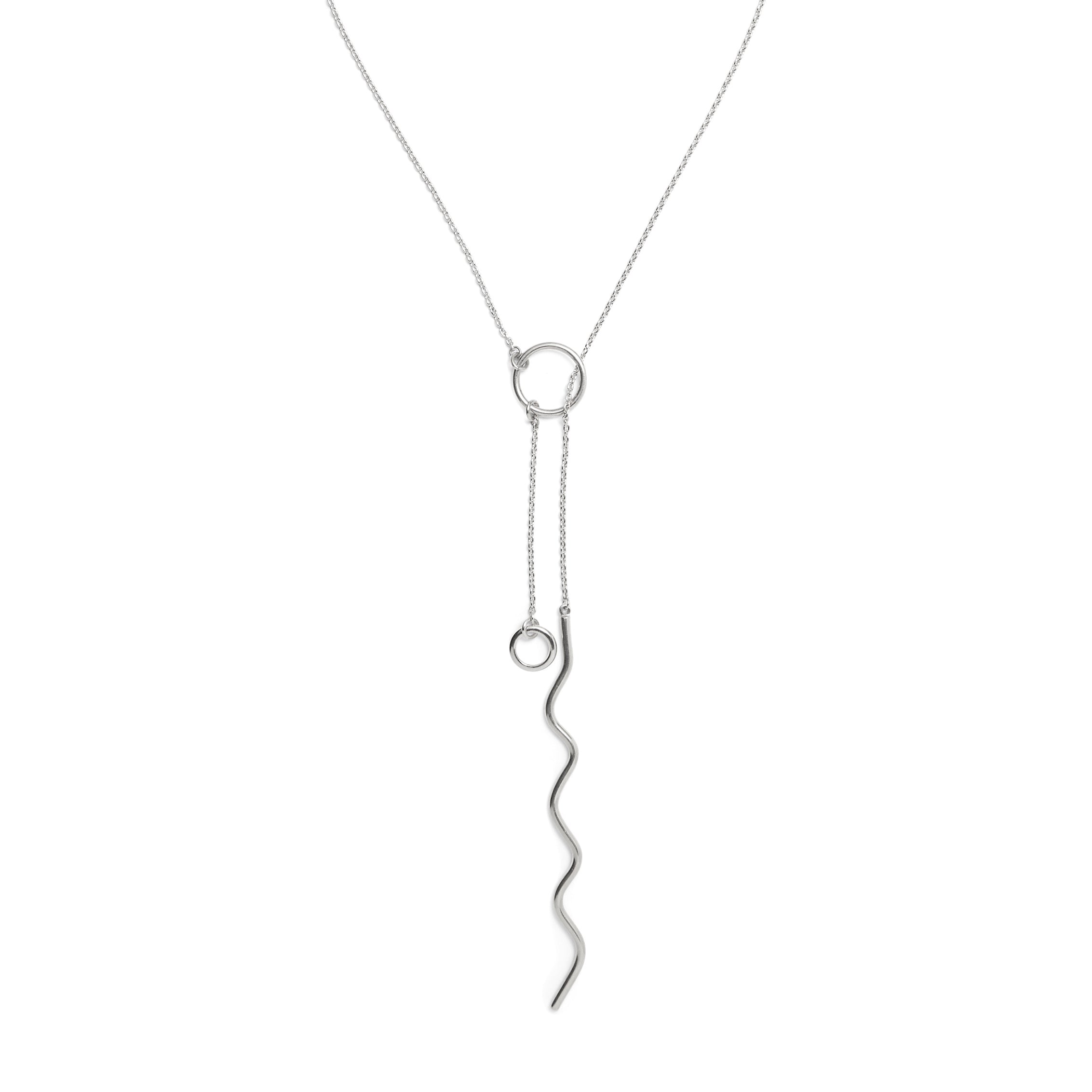 Zig Lariat in Rhodium