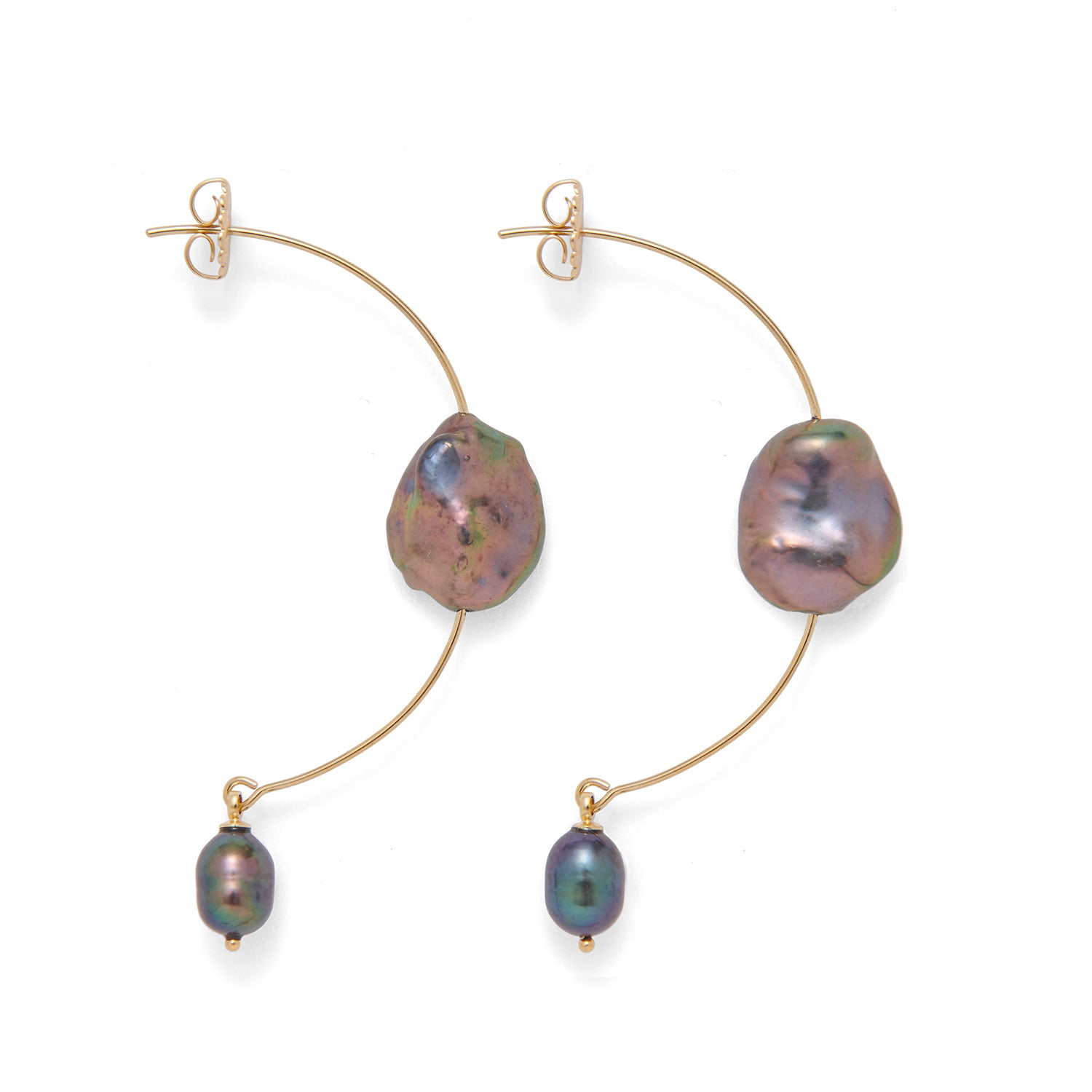 Pearl Half Hoops in Gold