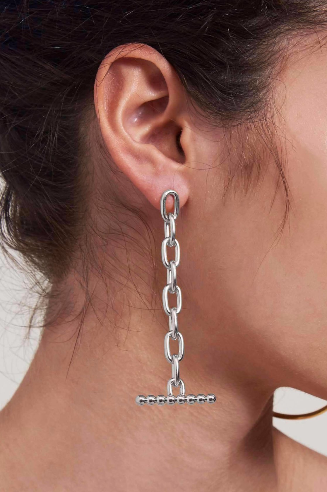 Pearled Toggle Earring in Silver