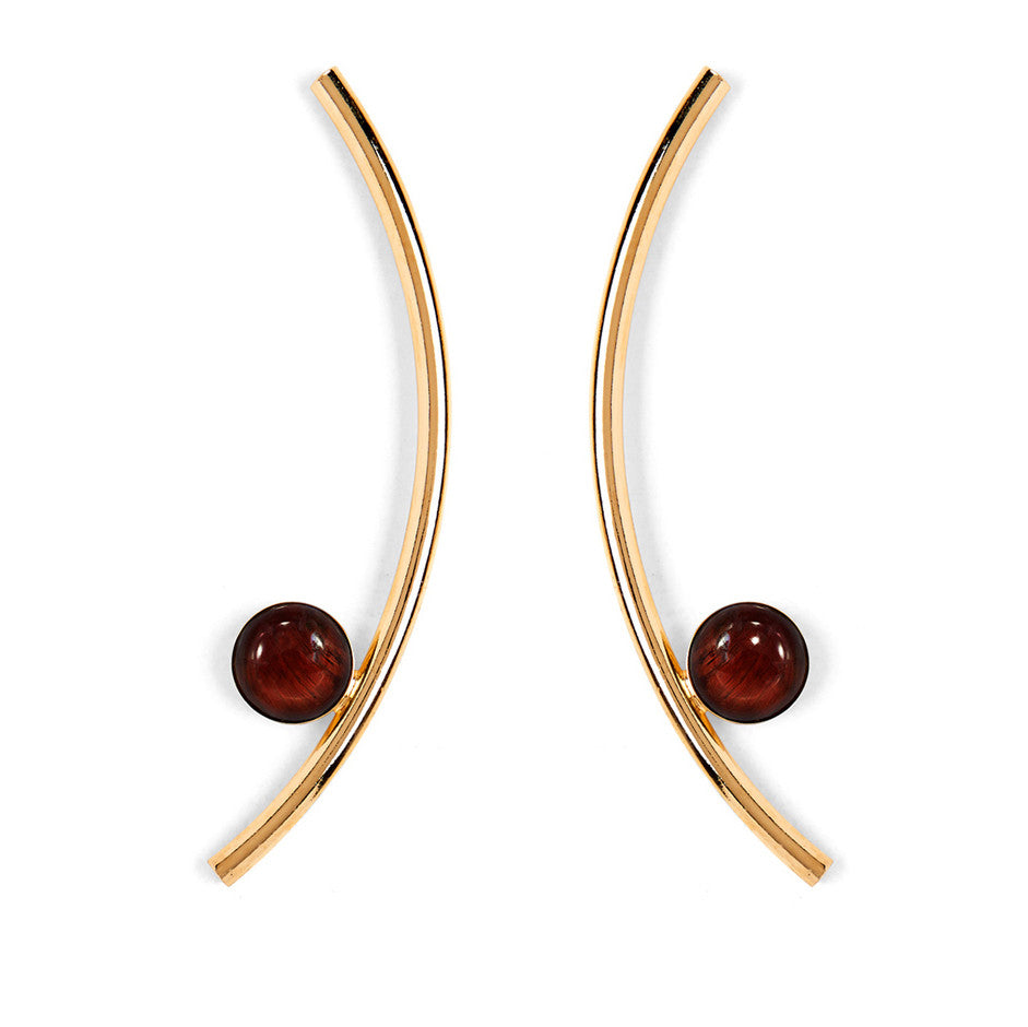 Lady Grey Jewelry Red Tiger Eye Arc Earring