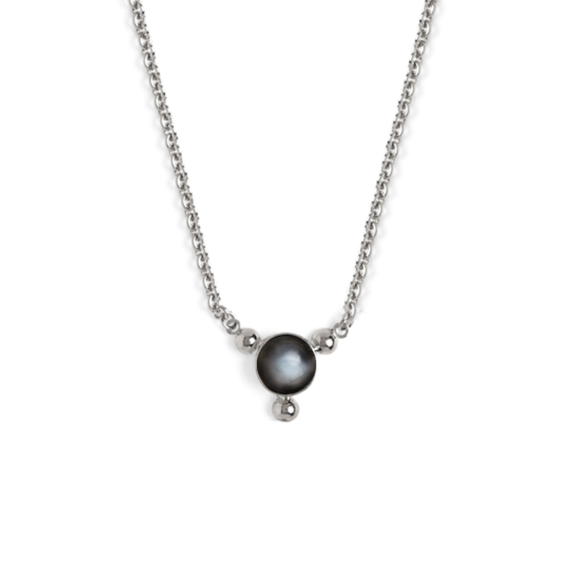 Trinity Necklace in Silver with Grey Moonstone