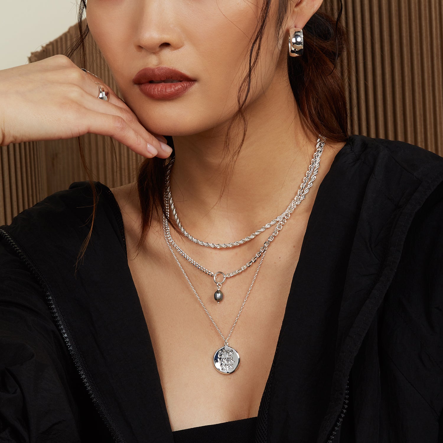 Open/Close Your Eyes Pendant in Silver