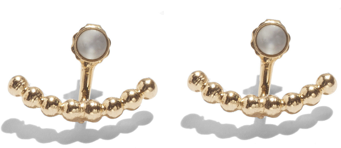 Pearled Ear Jacket in Gold with White Mother of Pearl