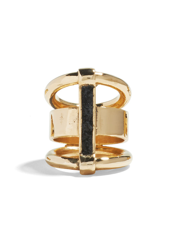 Channel Ring in Gold /Jet
