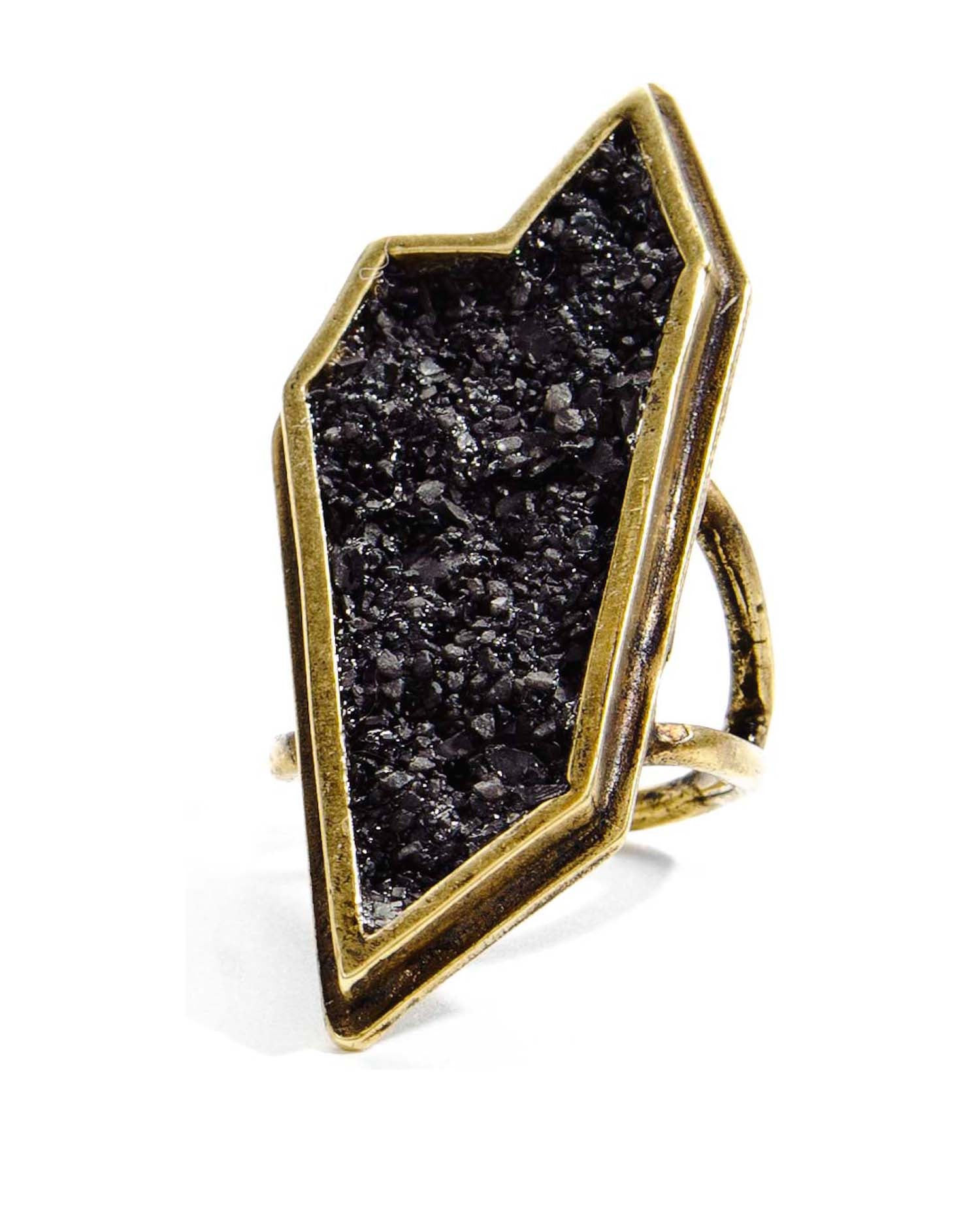 Spear Ring in Bronze with Crushed Jet