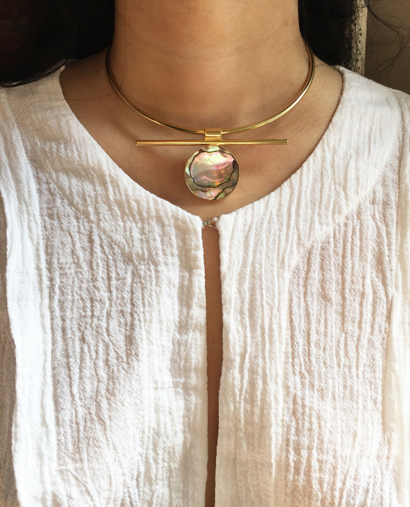 Division Collar in Gold with Abalone