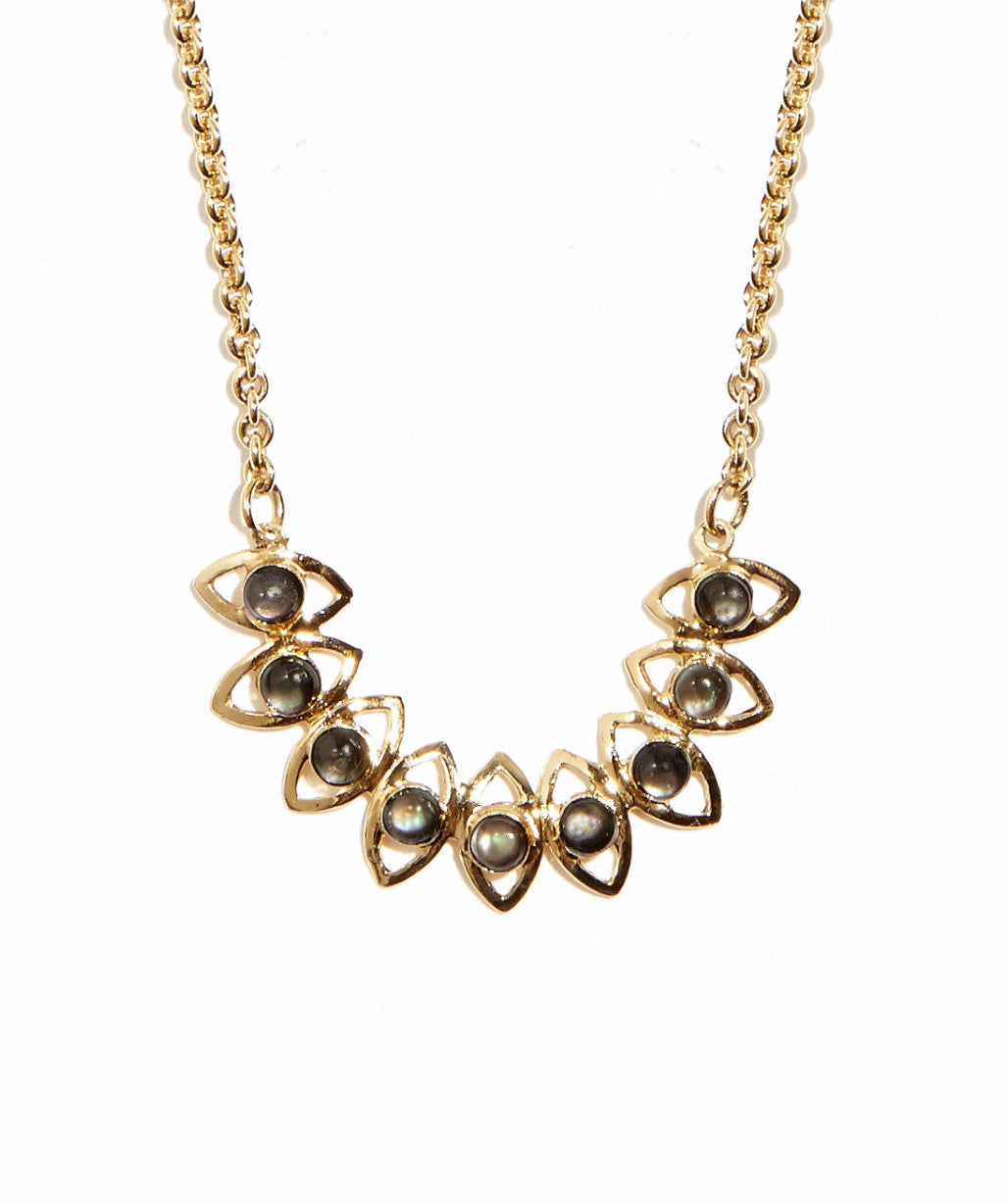 Hydra Necklace in Gold/Black Mother of Pearl