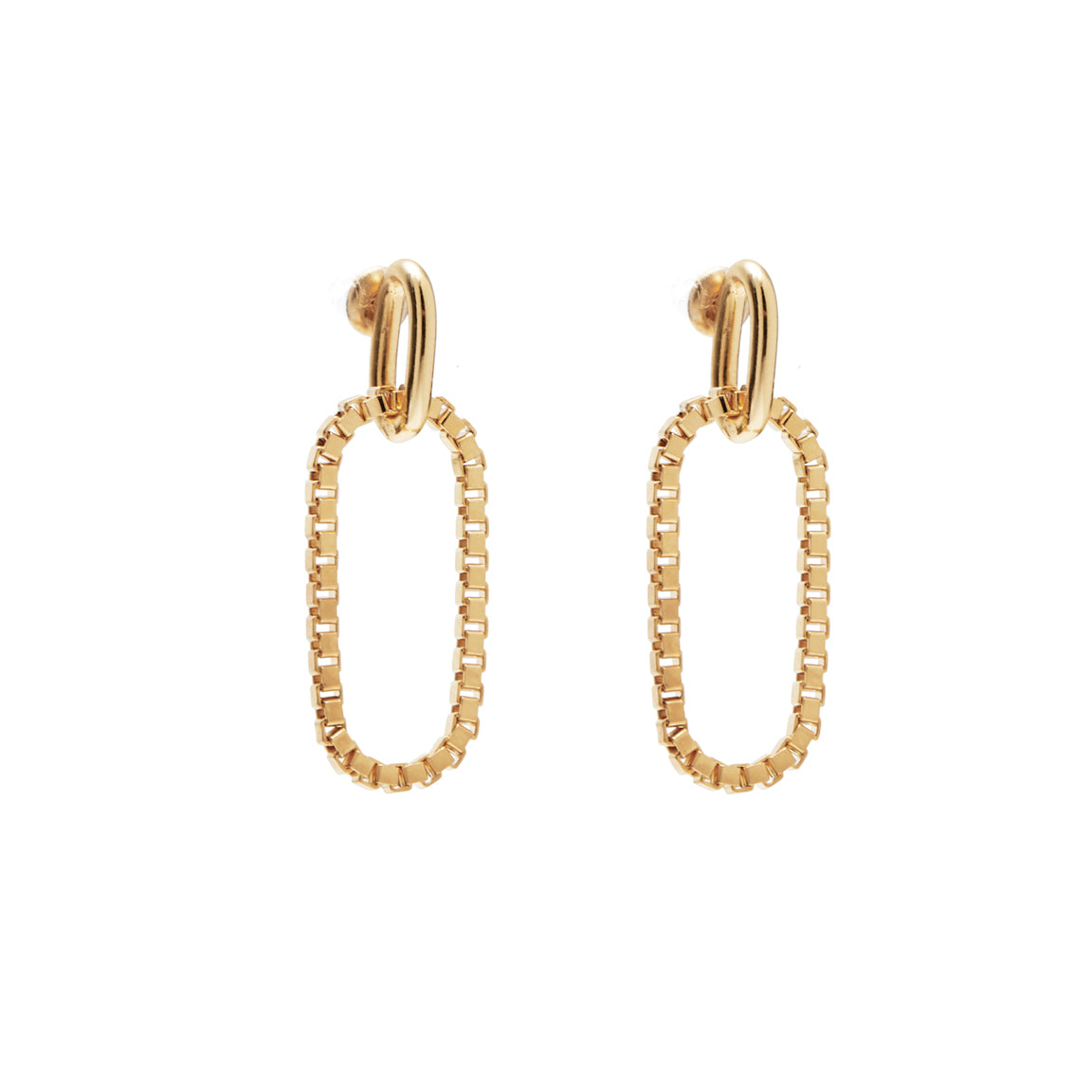 Lady Grey Jewelry Box Link Earrings in Gold