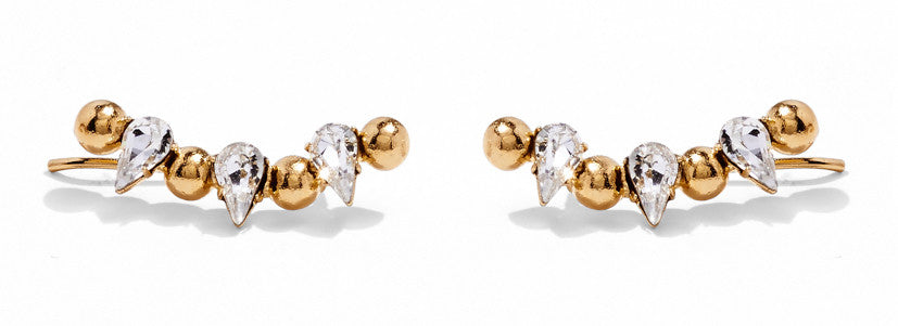 Crystal Ear Crawler in Gold with Swarovski Crystal