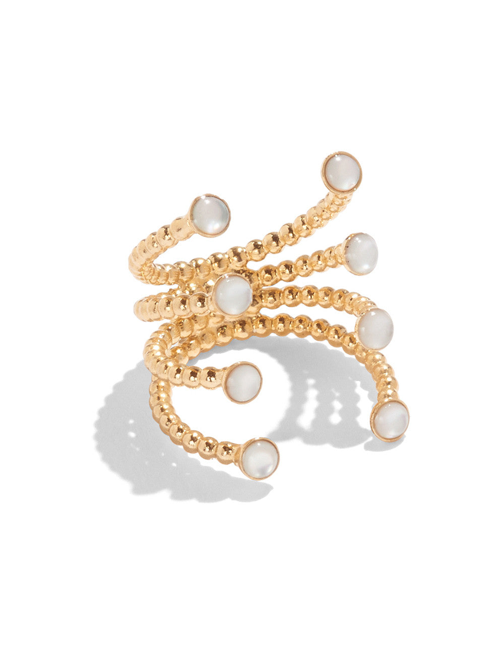 Octal Ring in Gold Vermeil with White Mother of Pearl