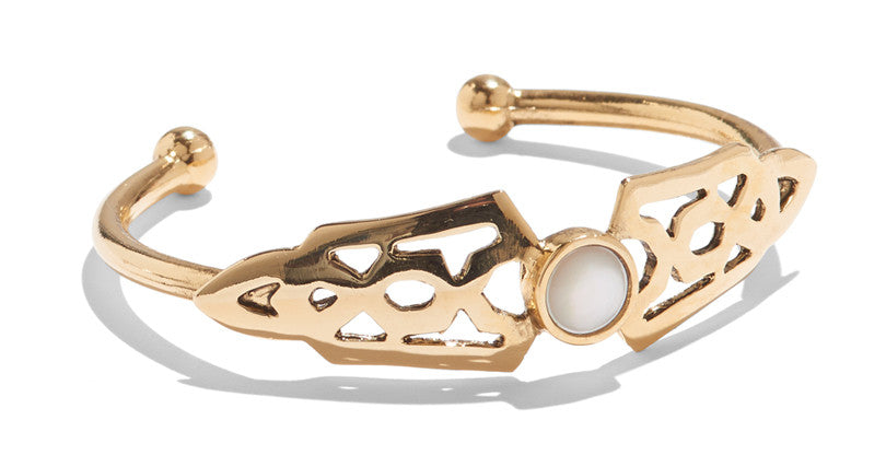 Reflected Shield Bangle in Gold/White Mother of Pearl