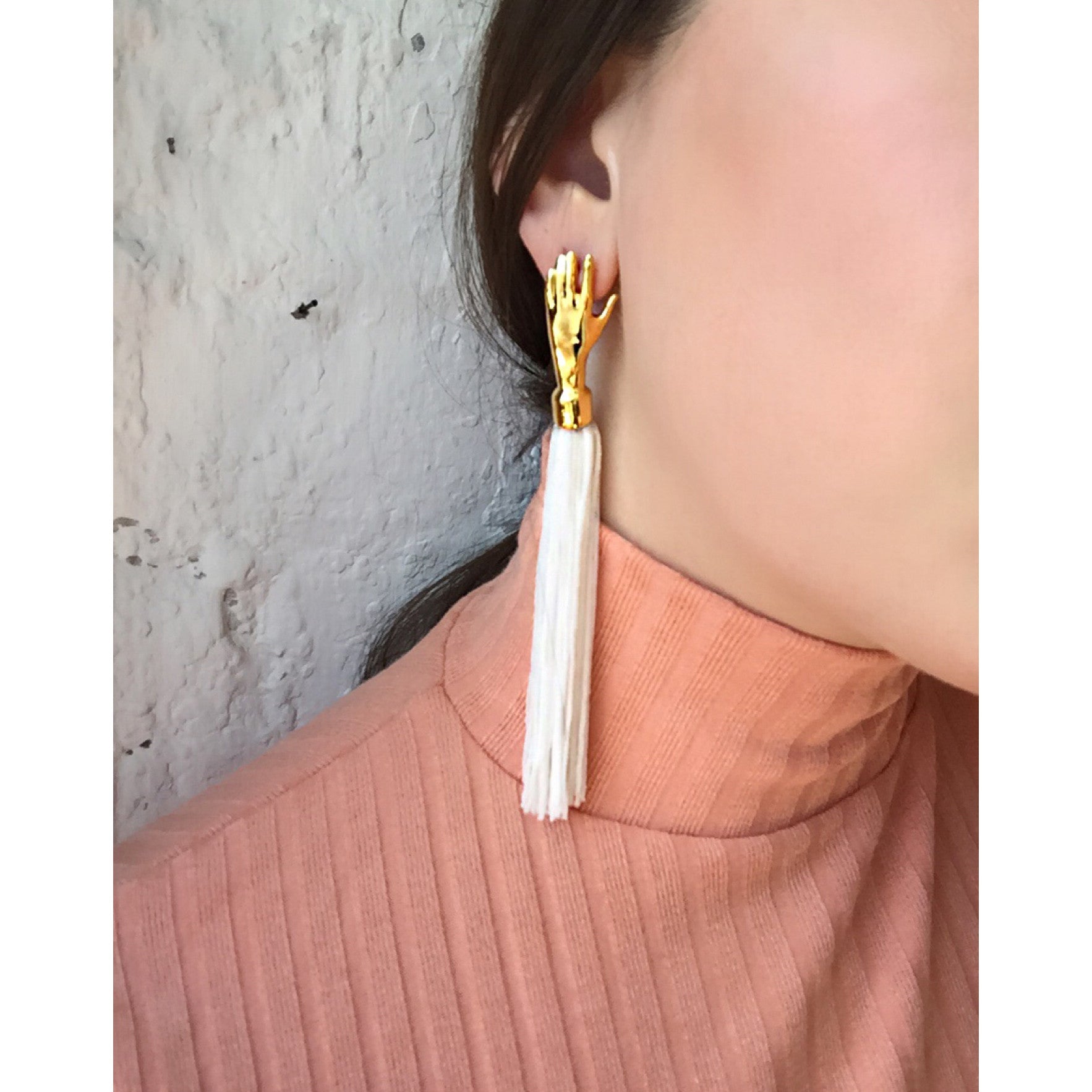 Lady Grey Jewelry Hand Silk Tassel Earring in Gold