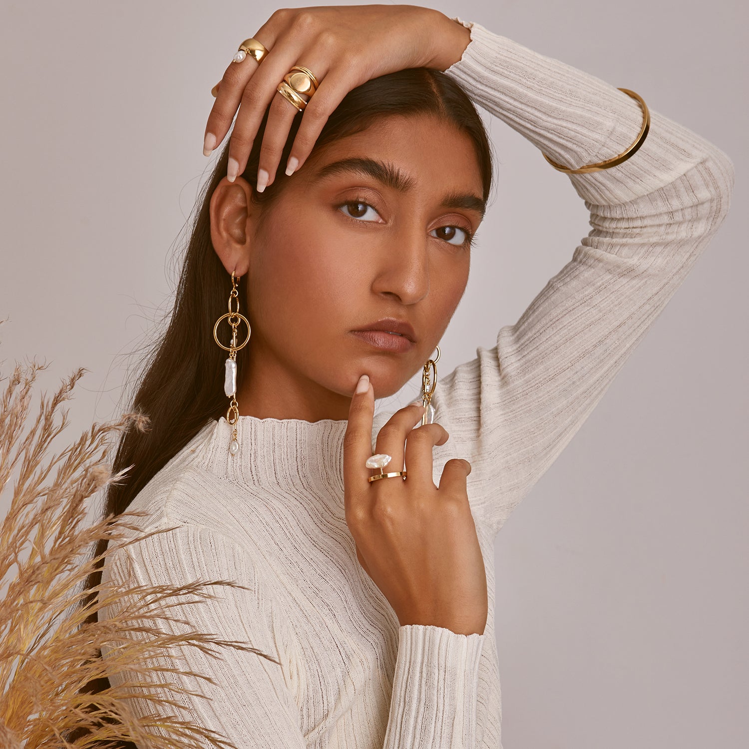 Signature Ring Set in Rhodium