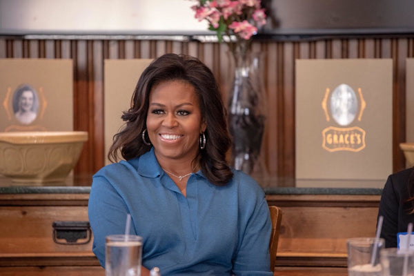 Michelle Obama wears Lady Grey Jewelry Mirage Hoop Earrings
