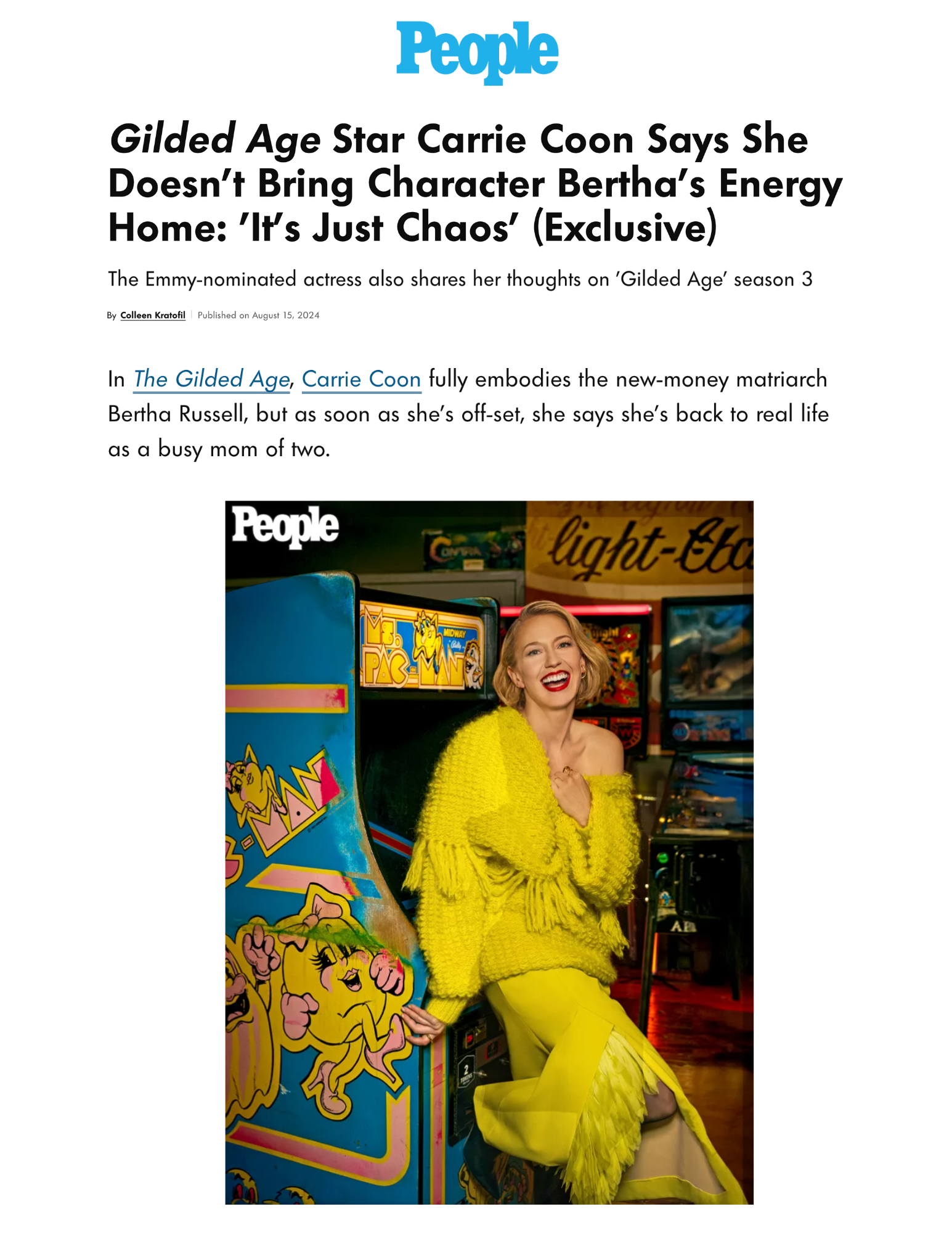 Carrie Coon Wears Lady Grey on People.com