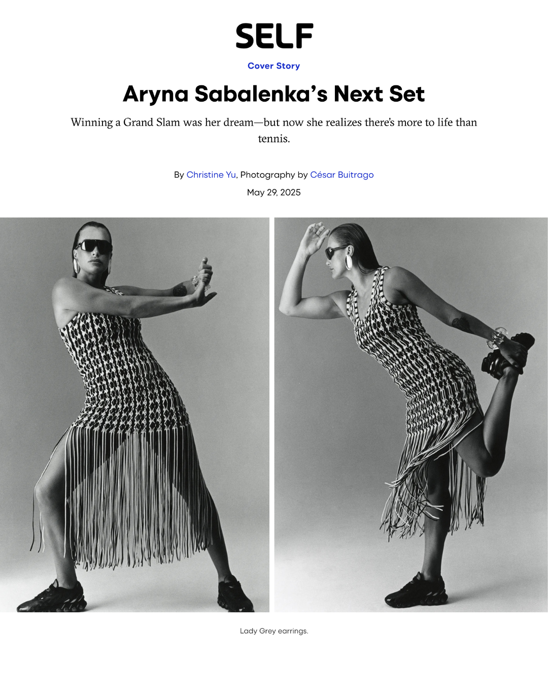 Aryna Sabalenka Wears Lady Grey for Self Magazine