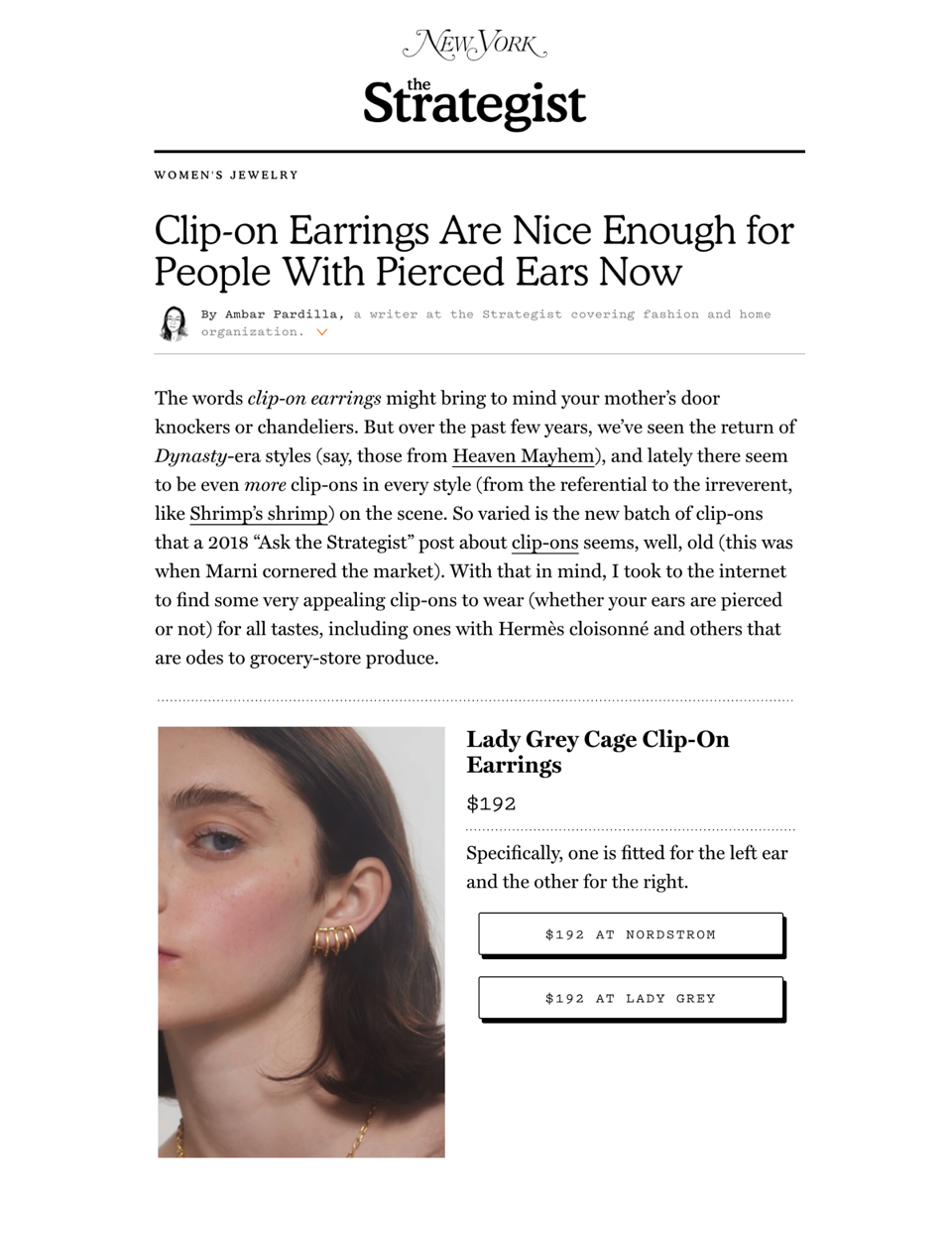 Lady Grey Cage Clip-On Earrings Featured in The Strategist