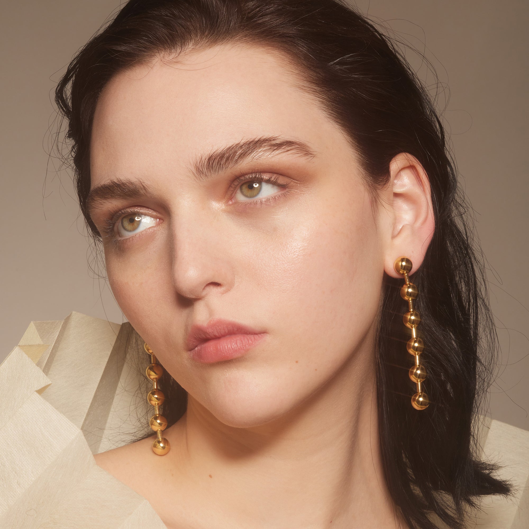 Gold Ball Chain Earrings main image 1