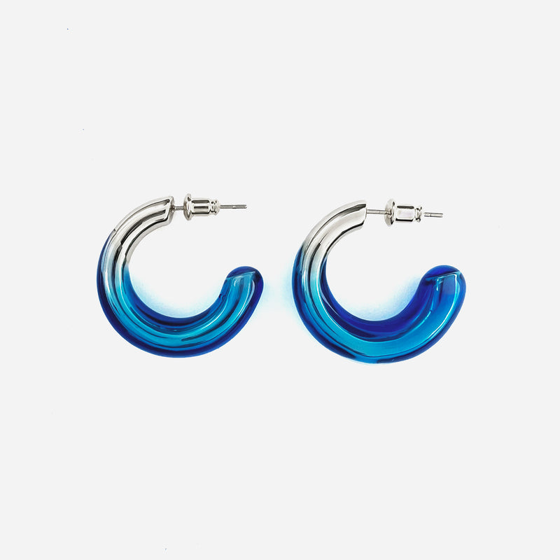 Glazed Hoop Earrings in Silver