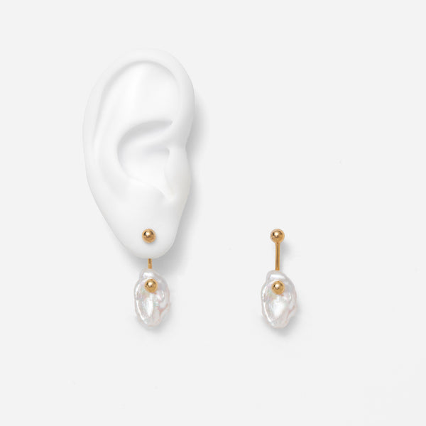 Mini Pearl Bracket Earring in Gold