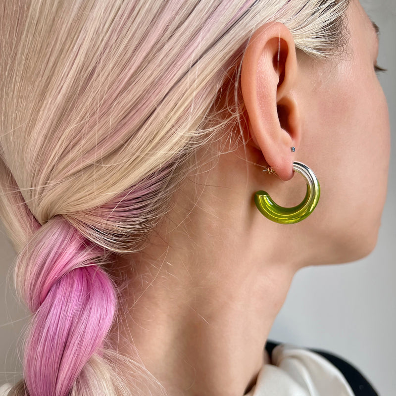 Glazed Hoop Earrings in Silver