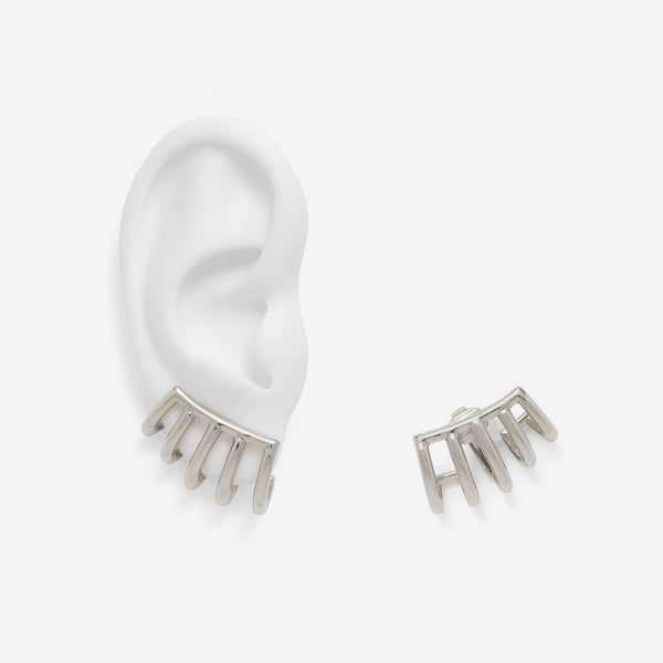 Cage Clip-On Earrings in Silver
