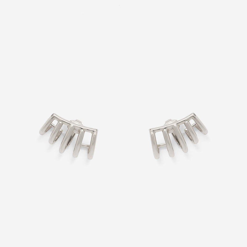 Cage Clip-On Earrings in Silver