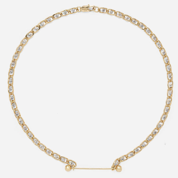 Crystal Barbell Necklace in Gold