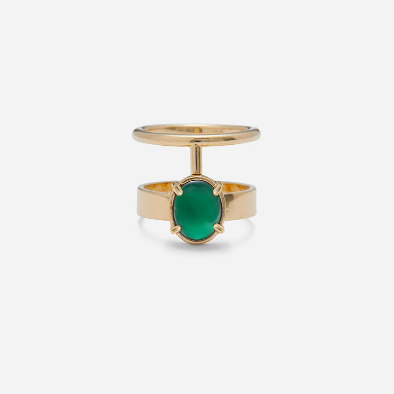 Division Ring with Green Onyx in Gold