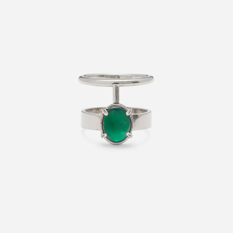Division Ring with Green Onyx in Silver