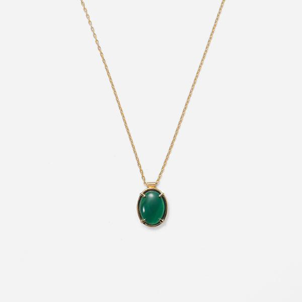 Green Onyx Pendant in Gold