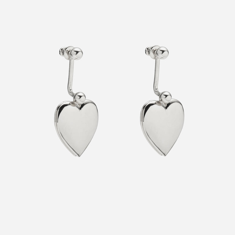 Heart Locket Earrings in Silver