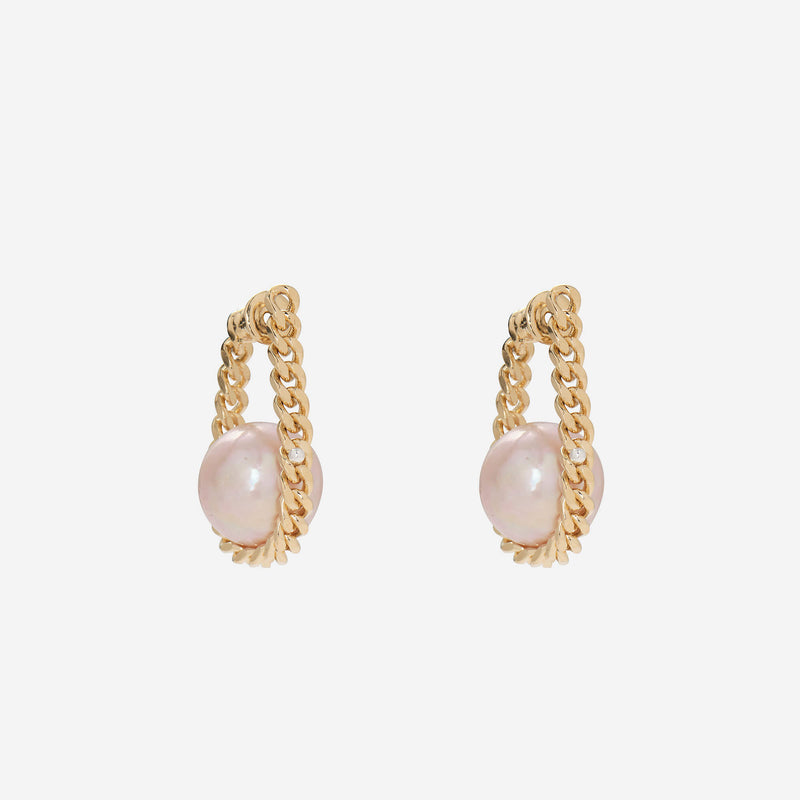 Pearl Cradle Earrings in Gold
