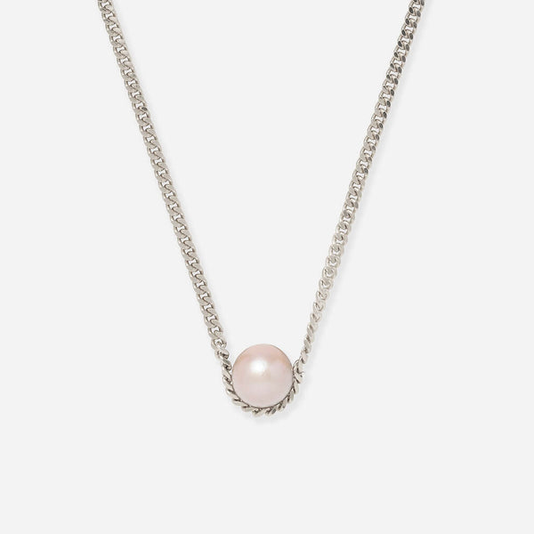 Pearl Cradle Necklace Silver