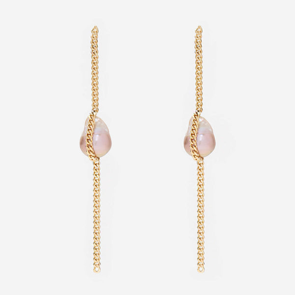 Traced Pearl Earrings in Gold