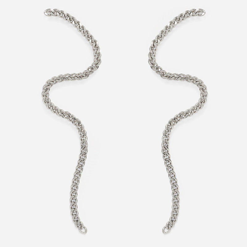 Wave Chain Earrings in Silver