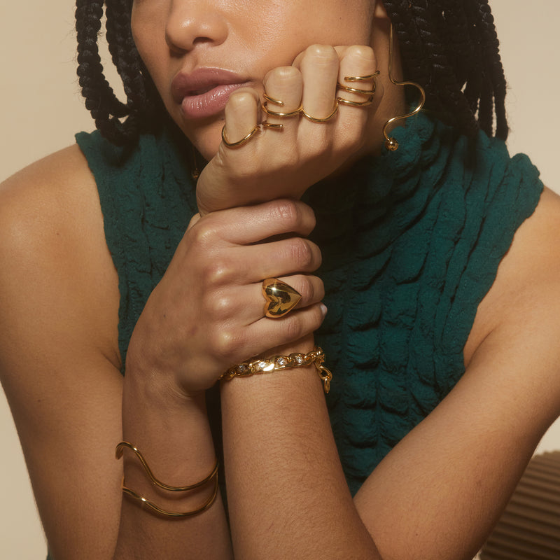 XL Crystal Chain Bracelet in Gold