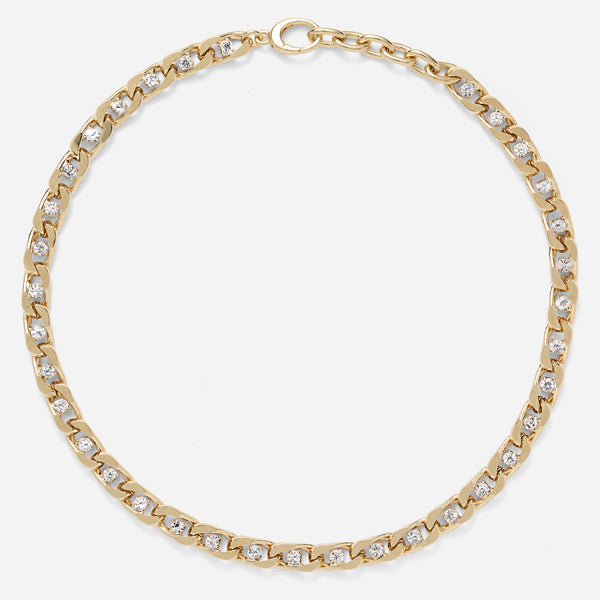 XL Crystal Chain Necklace in Gold