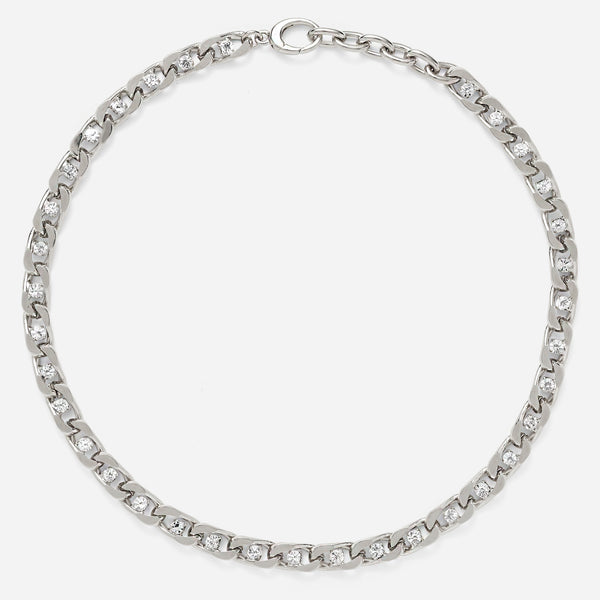 XL Crystal Chain Necklace in Silver