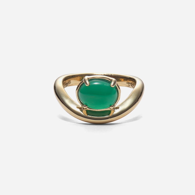 Curve Ring with Green Onyx in Gold