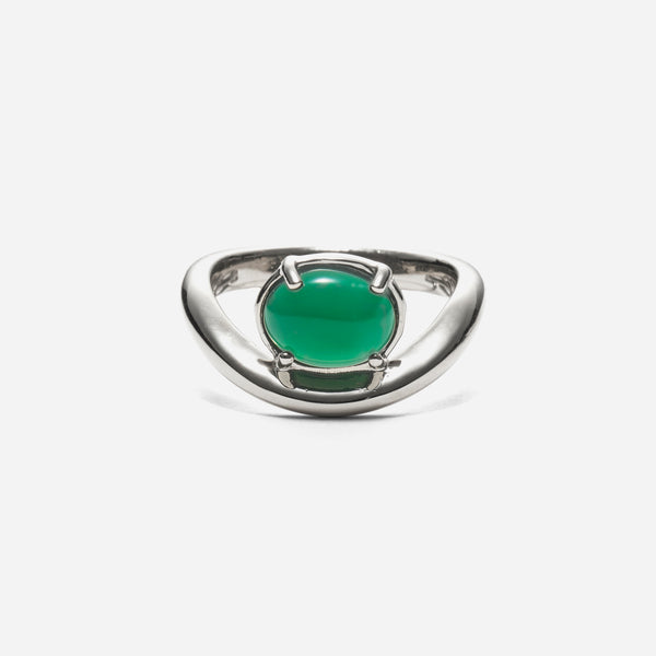 Curve Ring with Green Onyx in Silver