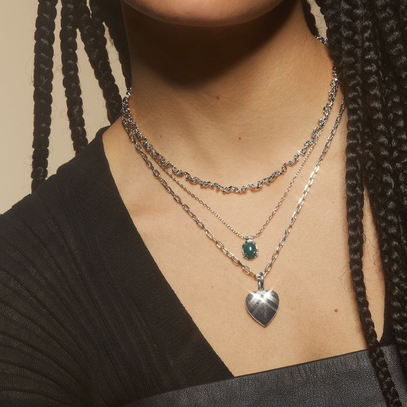 Heart Locket Necklace in Silver