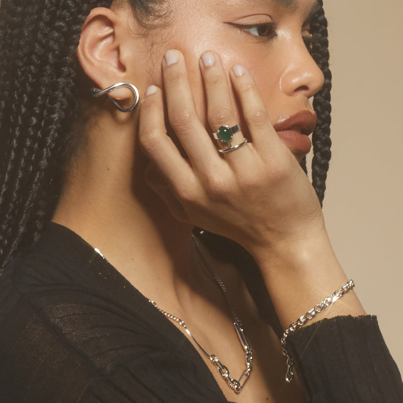 Twisted Lobe Earring in Silver