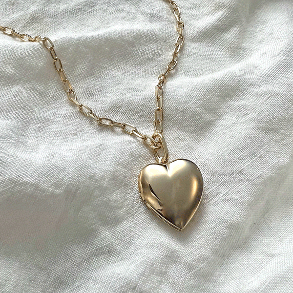 Heart Locket Necklace in Gold