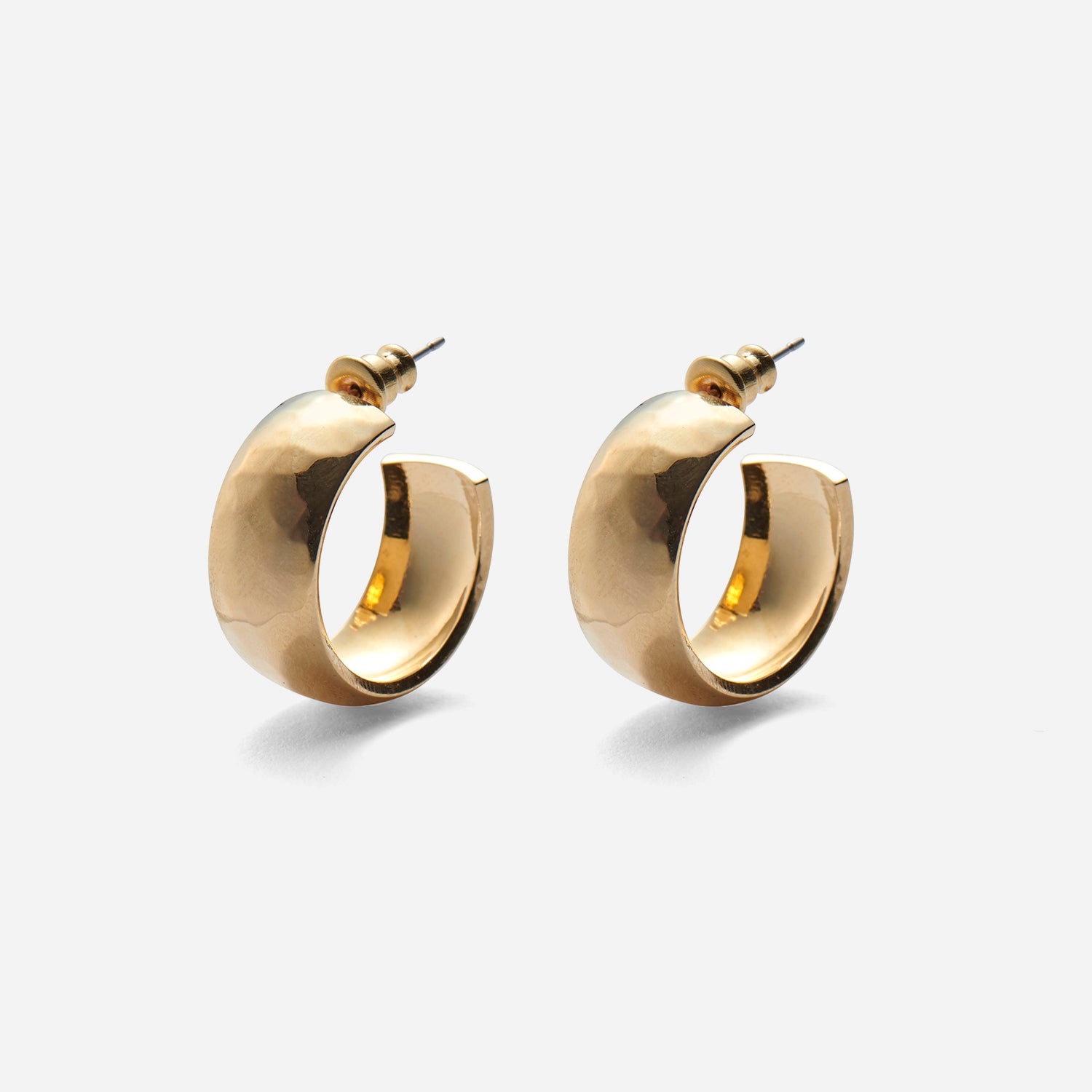 Hammered Dome Hoops in Gold