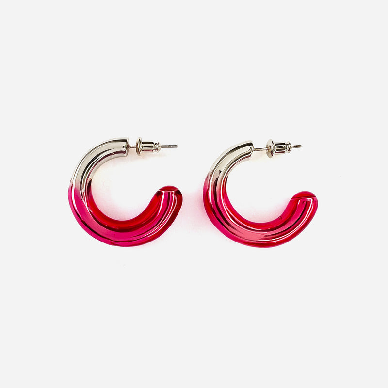 Glazed Hoop Earrings in Silver