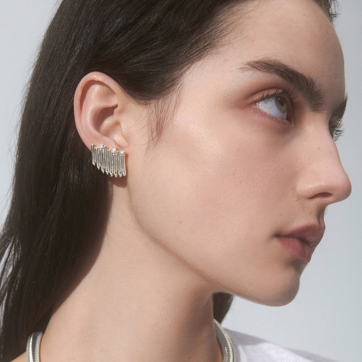 Crystal Strata Earrings in Silver