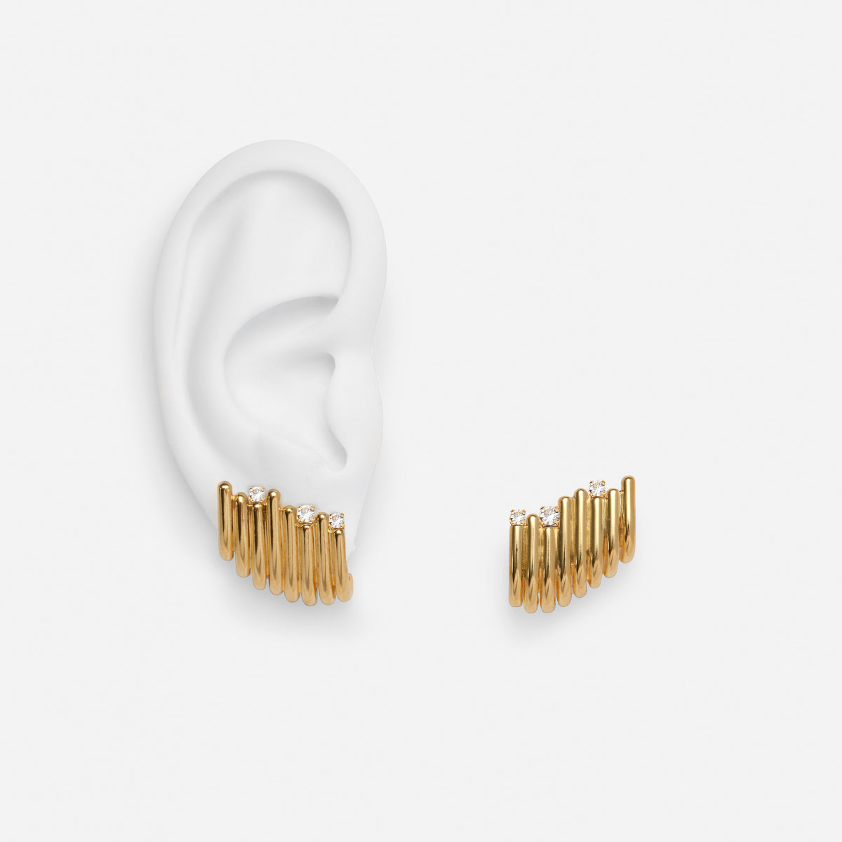 Crystal Strata Earrings in Gold